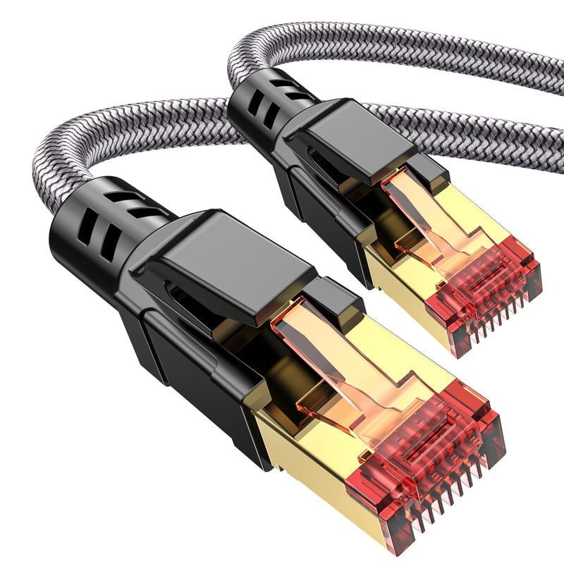 Cat 8 Ethernet Cable 40 ft, 40Gbps 2000Mhz High Speed Gigabit LAN Internet Cables,RJ45 Patch Cord Braided Round S/FTP Network Cable,for Smart Home,Office,Gaming,Modem, Router 40ft