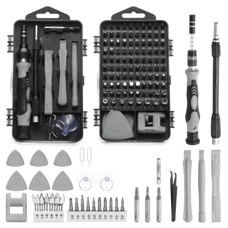 HARFINGTON 140 in 1 Magnetic Precision Screwdriver Set Electronics Repair Tools Kit with 99 Bits Flexible Shaft and Extension Rod for Cellphone Game Console Laptop PC Computer Camera, Grey