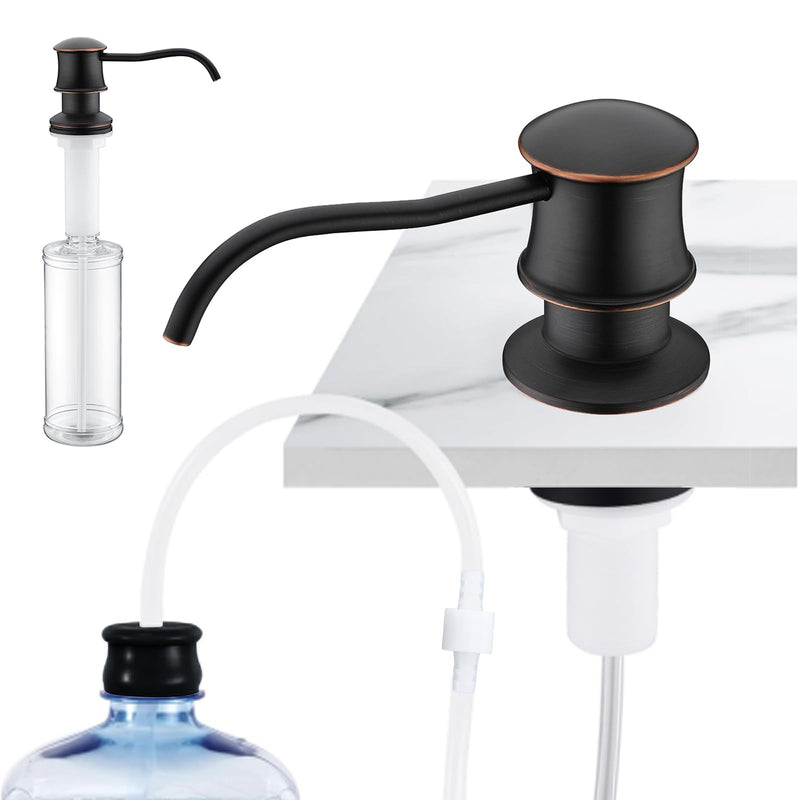 Delle Rosa Soap Dispenser, Liquid Soap Dispensers for Kitchen Sink, Brass Head Kitchen Sink Soap Dispenser Soap,Oil Rubbed Bronze Brass Pump with 47" Extension Tube kit, No Need to Fill Oil Rubbed Bronze(47" Extension Tube Kit)