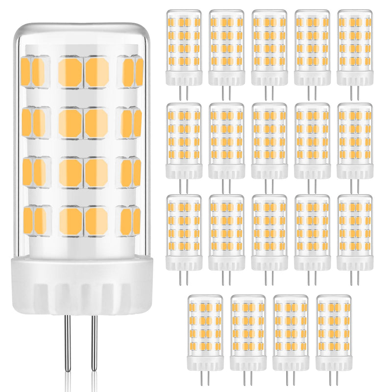 Gardencoin G4 LED Bulb 4W 480LM 2700K Warm White, 12V AC/DC, 360° Beam Angle, T3 Halogen Replacement, High-Efficiency Ceramic Base for Landscape, Cabinet, Ceiling Lights, 20 Pack