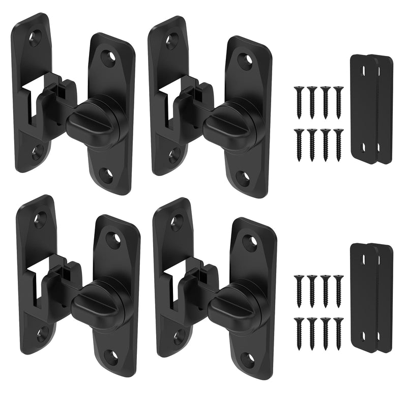 90/180 Degree Barn Door Locks and Latches, Safety Aluminum Hardware Sliding Door Latch, Small Flip Locks for Barn, Bathroom, Cabinet, Garden, Window (Black-4PCS) Black-4PCS