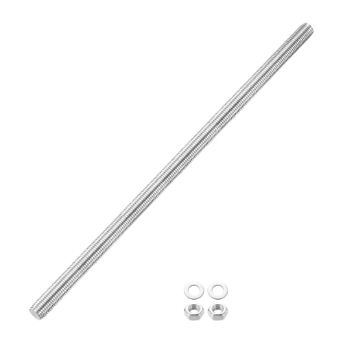 uxcell Fully Threaded Rod, M16 x 400mm Stainless Steel Right Hand Threads Rods with Nuts and Flat Washer Fully Studding Rod Bar for Clamps, Hangers and U-Bolts 1