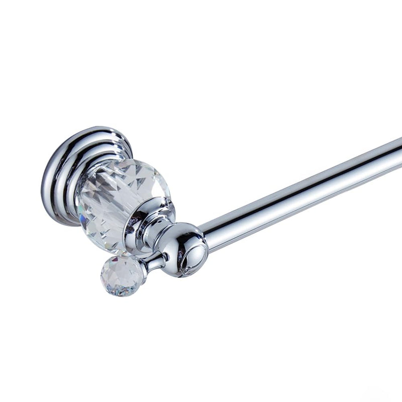 WNEBAHT Crystal Chrome Towel Bar, Silver Adjustable Bathroom Towel Holder Bar, Single Towel Rack Hanger Home Towel Holder Rod for Bathroom Wall Mounted Bathroom Accessory