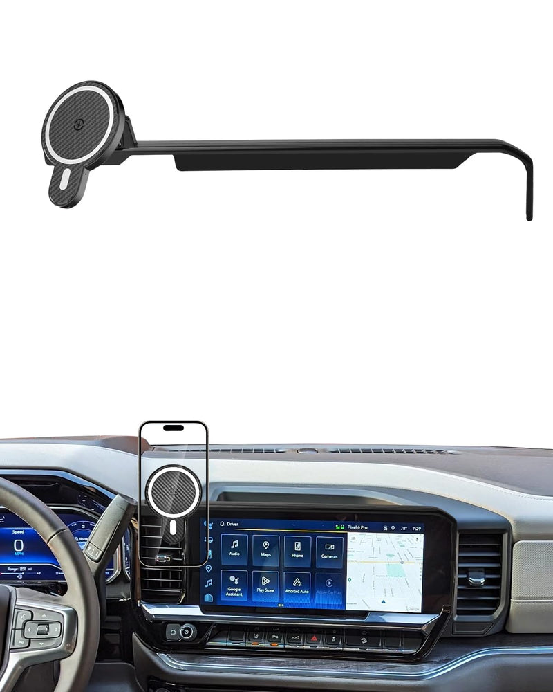 PZK Car Phone Holder for 2022-2026 Chevy Silverado/GMC Sierra 13.4'' Screen | Chevy Magnetic 15W Fast Wireless Charger 360° Magnetic Car Phone Mount LT/RST/ZR2/LTZ/LT Trail Boss Accessories Silverado 1500 /GMC Sierra 1500 2022-2026