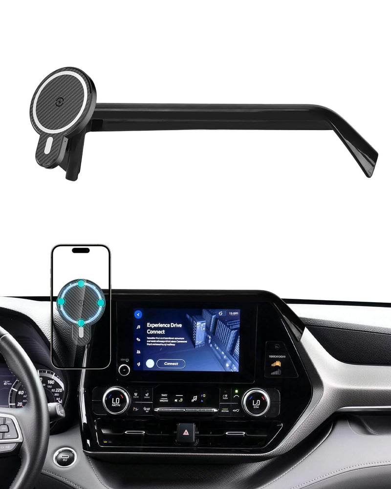 Car Phone Mount for 2020-2026 Toyota Highlander Accessories 8-Inch Screen | L/LE/XSE/Hybrid XLE Magnetic 15W Fast Wireless Charger Phone Holder with Magsafe 360° Rotation Hands-Free (Not Fit 12.3'') Highlander 2020-2026 (8 inch) Magsafe+ Wireless Charger