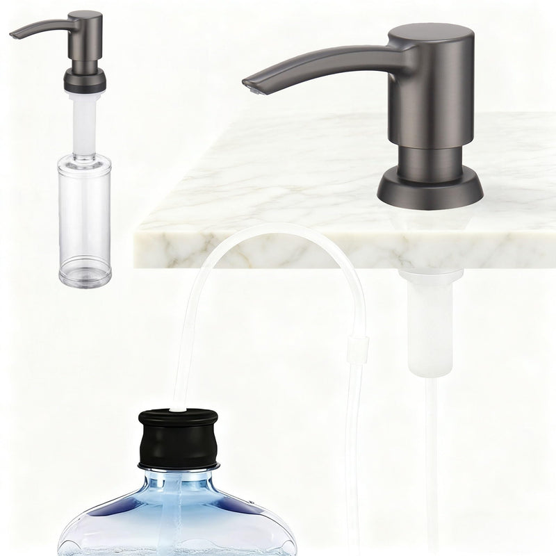 Kitchen Sink Soap Dispenser, Built in Countertop ABS Pump Under Counter Dish Soap Hand Lotion Dispenser (Gray)