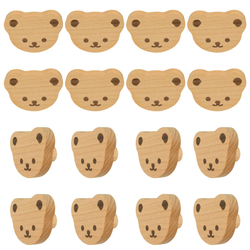 MOROBOR 12PCS Bear Shaped Wooden Knobs Single Hole Beech Wood Handles Cupboard Cabinet Handle Knob for Chest of Drawers with Screws& Expansion Tube Bear-12PCS