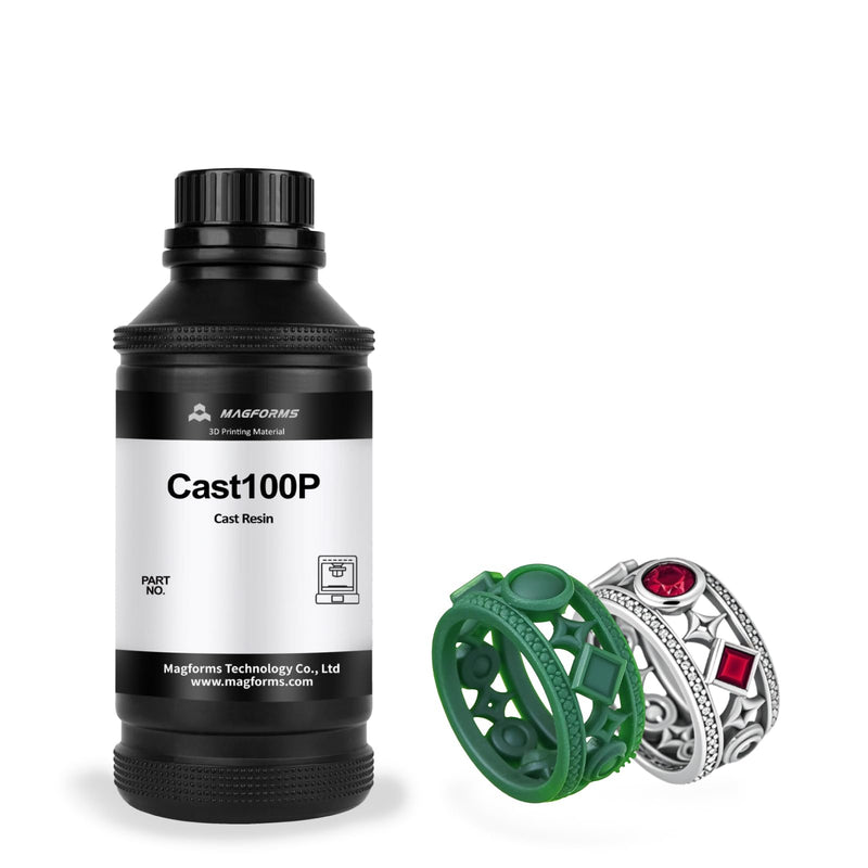 Cast100P 3D Printer Resin Castable 405nm UV Curing Resin High Precision Photopolymer Resin Easy to Print and Burn for Making Jewelry (Green, 500g) Green