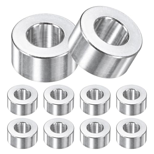 M METERXITY 10-Pack M10 Aluminum Spacers 10.5mm ID x 20mm OD x 10mm L Metal Screw Standoff Bushing Plain Finish Round Spacer Aluminum for Screws Bolts