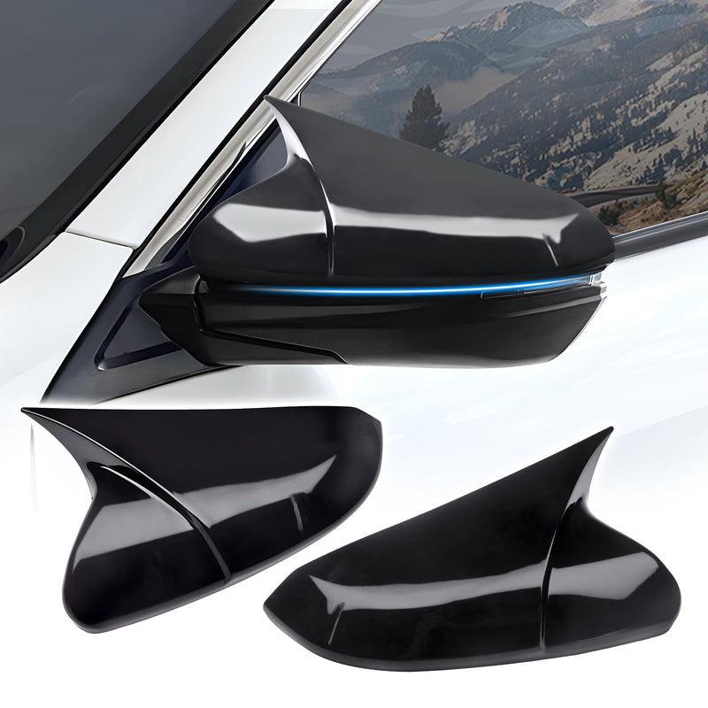 Side Rear View Mirror Cover Exterior Accessories Rearview Wing Mirror Caps Cover Ox Horn Compatible With Honda 10th Gen Civic 2016 2017 2018 2019 2020 2021 Glossy Black