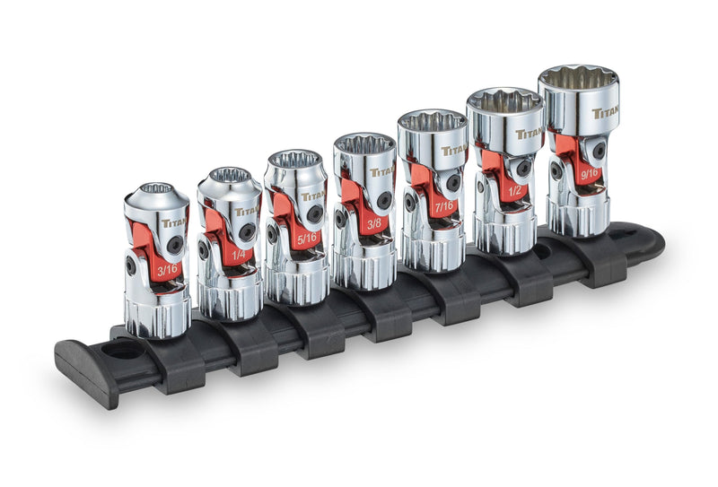 Titan 66860 7-Piece 1/4-Inch Drive SAE Auto Flex Universal Socket Set, 12-Point, 3/16-Inch to 9/16-Inch 0.188 - 0.563 Inch
