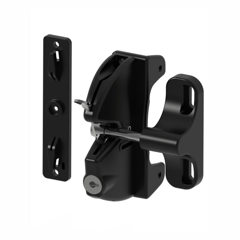 Lockable Self Locking Gate Latch,with Keys,Lockable on One Side of Gate,for Outdoor Gates,Fence Lock,Wood Vinyl Fence,Door Hardware,Black (no Pull Cable) no Pull Cable