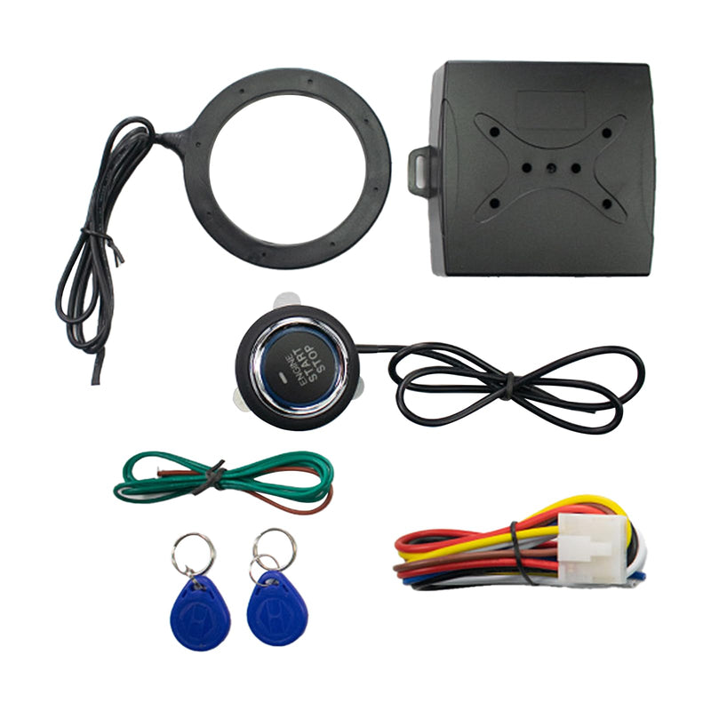 Car Smart Push Engine Start Button Kit & Keyless Entry Starter System, Universal Anti-Thief Car Ignition Switch, Upgrade Key Start to Push Ignition Kit for Most 12V Cars
