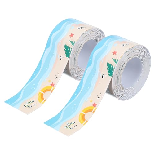 PATIKIL Caulk Tape Waterproof Self Adhesive, 2 Roll PVC Toilet Caulking Sealant Strip Bathtub Caulk Sealing Strip Tape for Bathroom Kitchen Countertop, Beach (1.4 Inch x 10.5 Ft) 1.4 Inch x 10.5 Ft