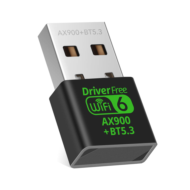 AX900M USB WiFi 6 Adapter for Laptop,2 in 1 Bluetooth 5.3 Dual Band 5/2.4Ghz Wireless Network Adapter,Built-in Driver for PC/Laptop/Desktop 4dBi Antenna Compatible with Windows 10/11 AX907B