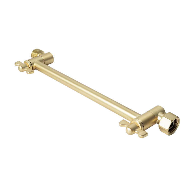 High Sierra® All Metal Lead-Free, Heavy Duty 9” Adjustable Shower Arm Extension for Fixed Shower Heads. Best in the Industry Locking Gears Support The Weight of Heavy Fixed Shower Heads - Gold 9 Inch Brushed Gold