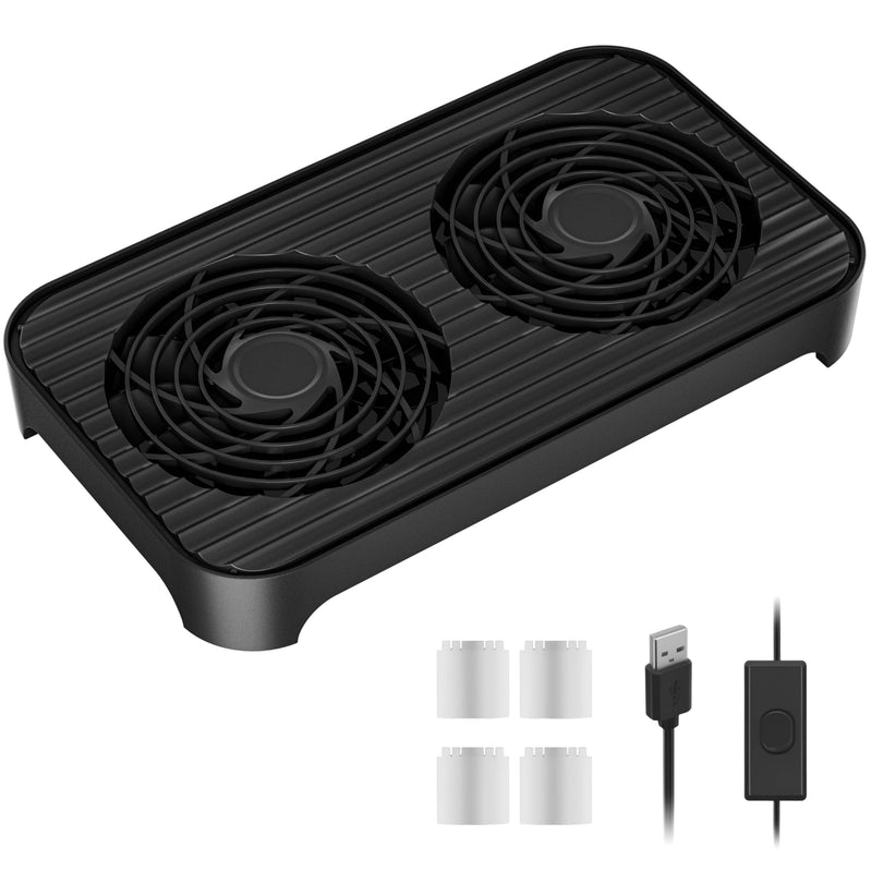 X4 Quiet USB Cooling Fan, High Speed Dual 140mm USB PC Fan with One-Touch Switch, Stackable Design for Router, Laptop, Receiver, Amplifier, DVR, PlayStation, Xbox, Computer Cabinet Cooling Black