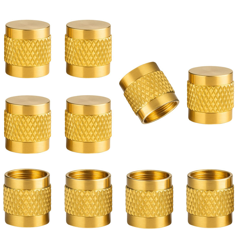 1/4" Flare Caps, 10 Pcs Brass Compression Cap Stop Valve Cap for Plumbing and HVAC Quick Seal Adapters (Gold)