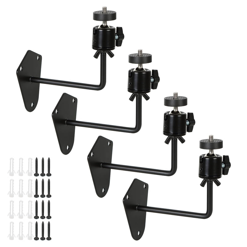 4-Pcs Camera Wall Mount Bracket, 360 Camera Mount with 1/4 Inch Thread, Metal Security Camera Mount, Camera Holder for Surveillance Cameras, Solar Panels, Lights