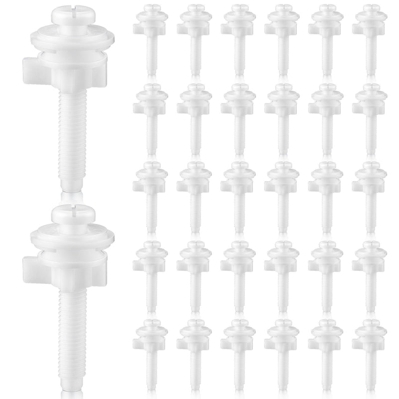 Jetec 32 Pieces Toilet Seat Screws Replacement Kit Plastic Bolts with Plastic Nuts and Washers Parts Kit for Fixing the Top Toilet Seat, White 1