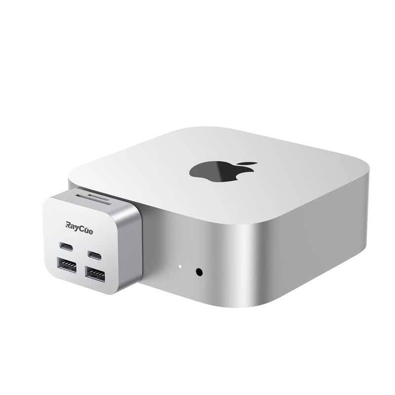 RayCue MiniPack Expansion Dock for Mac mini M4 | 6-Port USB-C Hub with Dual 10Gbps Adapters, 2 * 10G USB-C/ 2 * 10G USB-A/SD TF 3.0 Card Reader | High-Speed Data Transfer & Multi-Device Connectivity