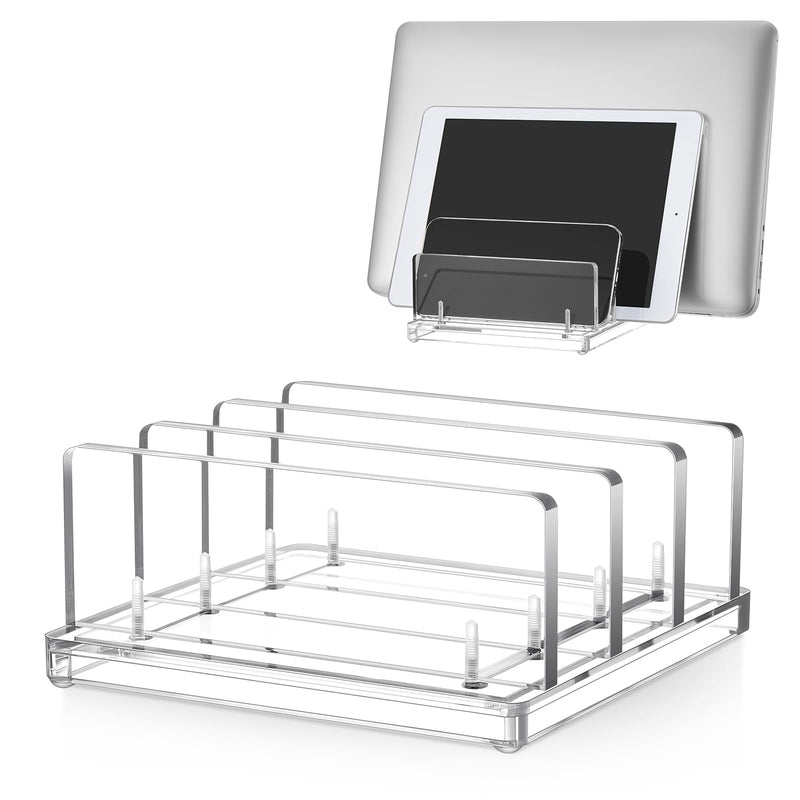 Chunful Adjustable Vertical Laptop Stand for Desk, Acrylic 3 Slot Laptop Holder Desktop, Invisible Desktop Notebook Dock for Notebook Computer, All Gaming Laptops up to 17''(3 Slot)