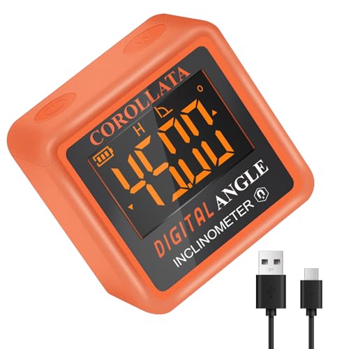 Mini Digital Angle Finder & Inclinometer, Magnetic Torpedo Level Tangerine