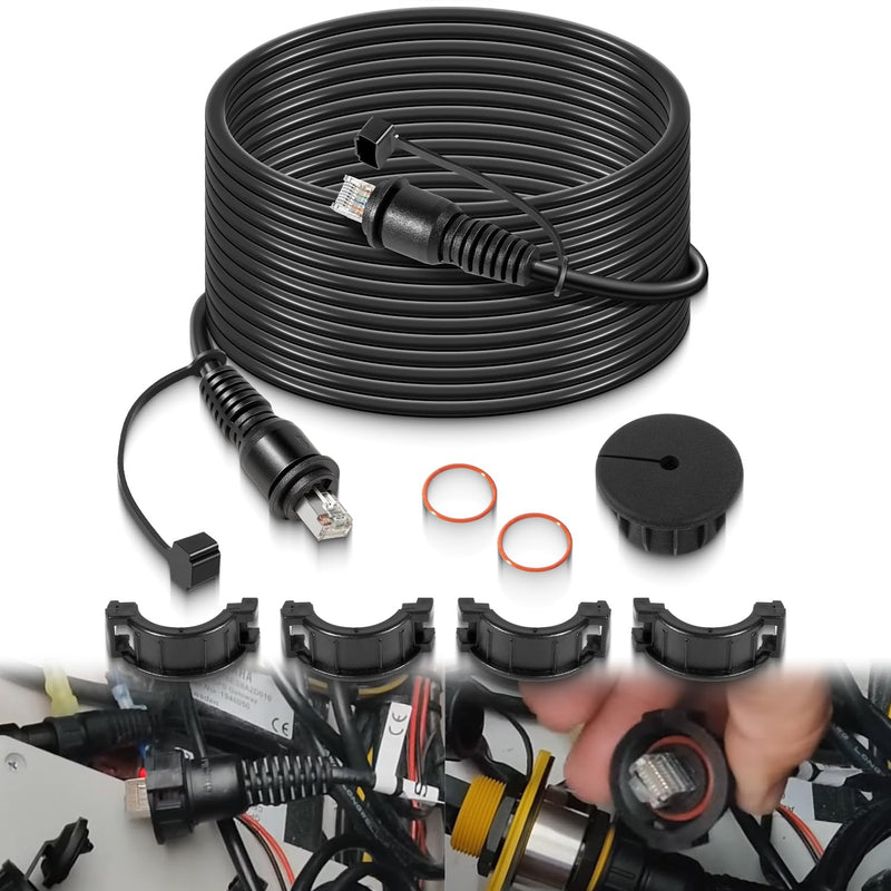 010-10550-00 Marine Network Cable,GMS 10 Cable 25 Feet with Split Connector and Waterproof Cap for Marine RJ45 Compatible with Garmin Navigation Screen Devices 25-Feet