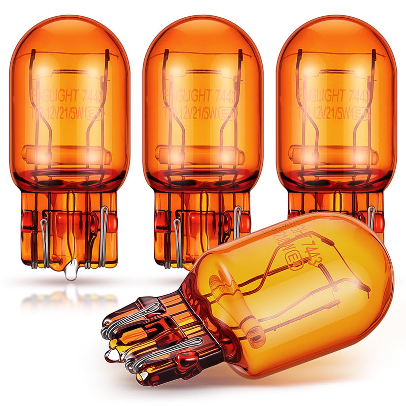 4 Pack 7444NA LED Bulbs 7444NA Long Life Miniature Bulbs Amber T20 12v 21/5w Automotive Lighting Reverse Lights Strobe Brake Backup Tail Turn Signal Replacement Interior Lighting Side Lights