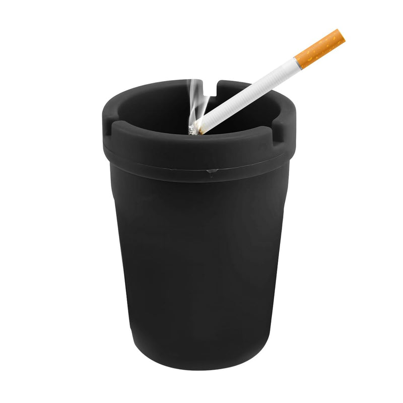 Car Ashtray, Plastic Portable Smokeless Self-Extinguishing Vehicle Cigarette Trash Can Ash Tray, Universal Windproof Butt Bucket Ash Holder Organizer for Car Cup Holder (Black) Black