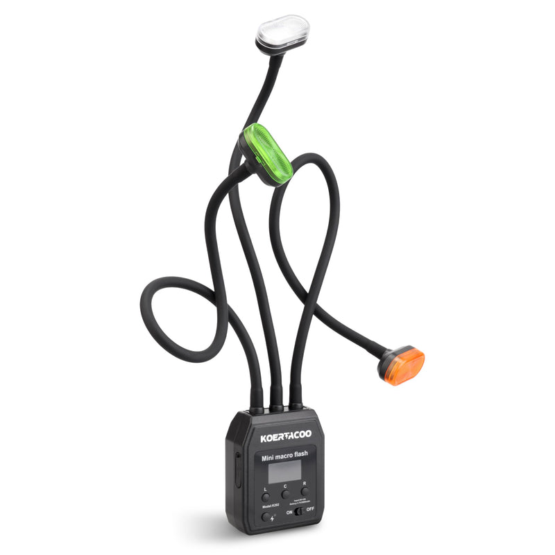 Triple Macro Flash, 2 Xenon (5600K),1 x LED Solid Light (6500K). | With Extended Arm for Insect and Plant Macro Photography, Compatible with Sony, Canon, Nikon and Fujifilm.