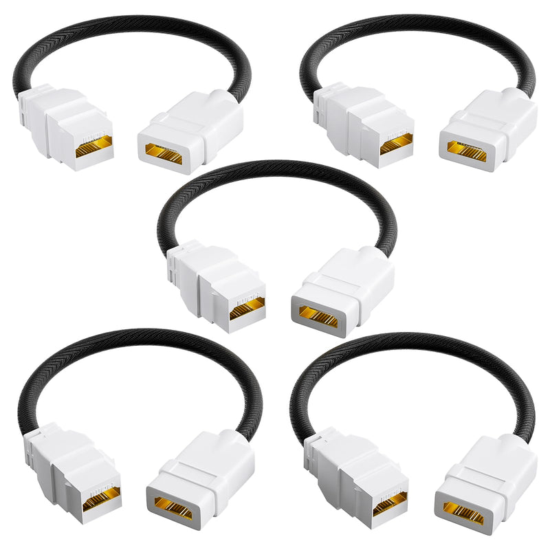 VCELINK HDMI 2.1 Keystone Jack and Coupler 7.09 in, Female to Female Pigtail Cable HDMI Coupler for Keystone Wall Plate, HDTV, Game Console, Laptop, Support 8K@60Hz & 4K@120Hz, 5 Pack 8K 5 Pack