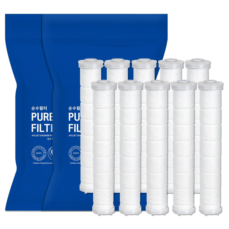 Showerhead Replacement Filters Inspired By Korea's Beauty Culture | Pure Carbon Filters (10 Filters) – Compatible with Atojet AJ8200MC (AJ8200MC-FLT-10PC) Pure Carbon Filters (10 Pieces)