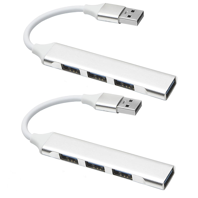 2 USB Hubs, 4-Port USB 3.0 Hub, Ultra-Slim Data Expander, Compatible with Windows, Mac, Linux Laptops & PCs Dual USB-A
