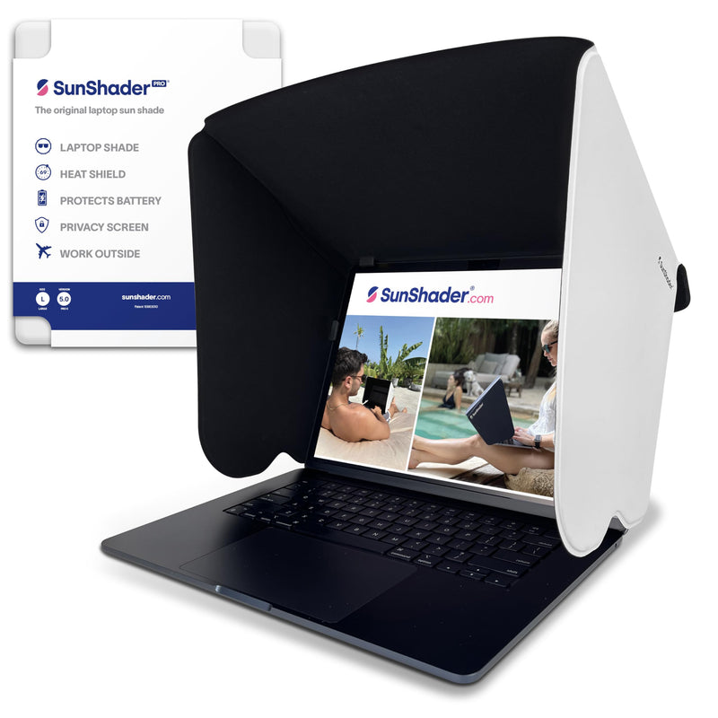 Laptop Sun Shade for Working Outside, SunShader Pro 5 (Size: L) - Patent 10963010
