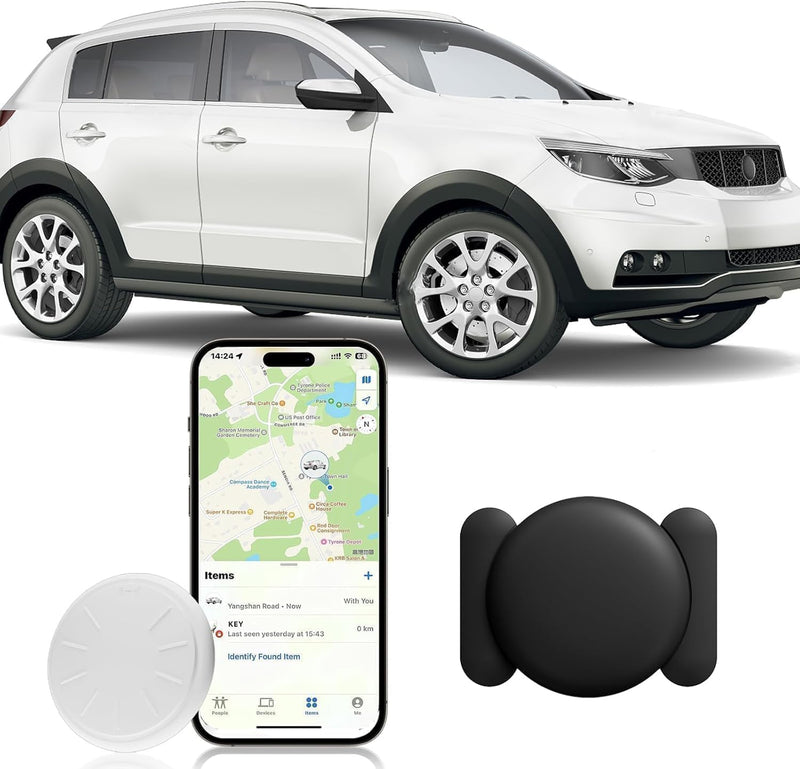 1PCS GPS Tracker for Vehicles,Car Tracker Work with Apple Find My(iOS Only),No Subscription Global Coverage Hidden Car Locator with Magnetic Case (Black) Black,1PCS