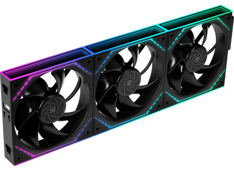 Thermalright TL-M12Q X3 120mm PC Case Fans, 2000RPM, 68.9CFM, 3-Pack | Clean Daisy Chain Wiring, PWM/ARGB Sync, Infinity Mirror Lighting Black 3-Pack Standard Airflow