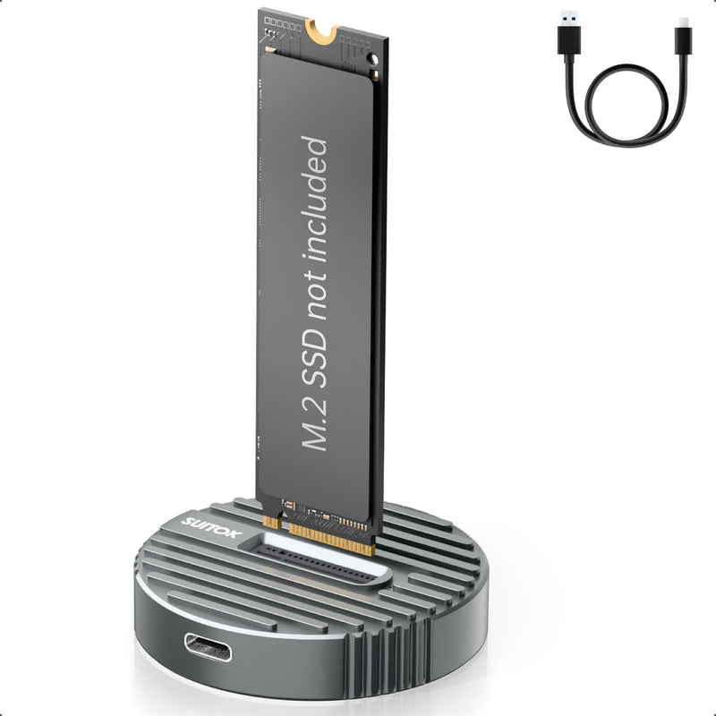 M.2 NVMe SSD Reader External, 10Gbps M2 to USB Adapter for Both M 2 (M Key, B+M Key) NVMe and SATA NGFF SSD Dock, Size for 22110 2280 2260 2242 2230 Drive Round Docking - Aluminum Alloy STK06 Lite 10Gbps M.2 Dock
