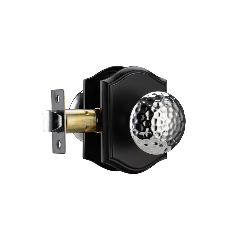 Black Door Knobs with Camelot Trim, Interior Door Handles for Bath & Bed, Heavy Duty Door Knob with Lock Classic Matt Black