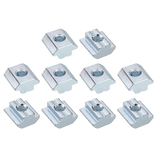 uxcell t Nuts, 24pcs - Galvanized Carbon Steel t Slot Bolts, 4545 Series M8 Hammer Head Fastener, Sliding t Nuts for Aluminum Extrusion Profile (Silver)