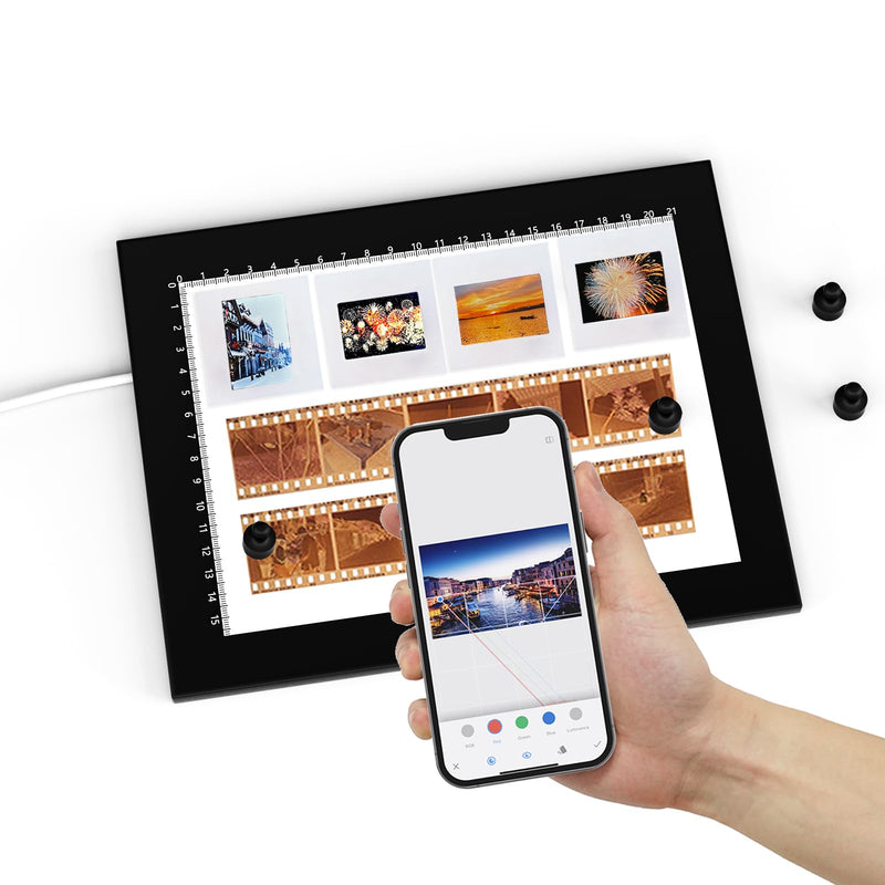 Magnetic Slide Viewer 8”x6” Light 5600K Ultra-Thin 10 Levels Adjustable Brightness Backlight for Slides and 35mm Film Negative Scanning 8"x6" Magnetic Version