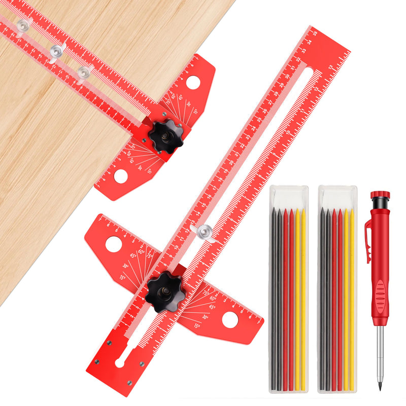 Woodworking Scriber Marking Line Ruler，Adjustable Aluminum Alloy Sliding T-Square Ruler，Precision Line Drawing with Angle Adjustment, Tool for Engineering, Architecture ，Design Drawing