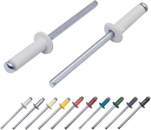 (Pack of 300) Painted Blind Rivets 5/32" x 9/16" (4.0 x 14 mm), Dome Head, DIN 7337, Aluminum Rivet and Steel Mandrel, Pop Rivets, Grey White RAL 9002 Grey White (Ral 9002)