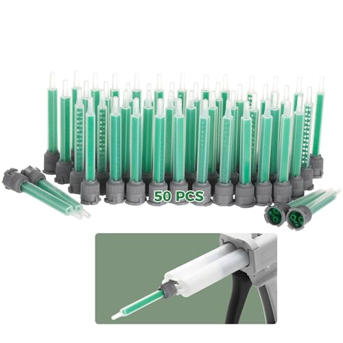 50Pcs Epoxy Mixing Nozzle Tip for Adhesive Gun Applicator, 1:1 & 1:2 Static Mixing Nozzle Adhesive Cartridges Tip Mixer Nozzles with Marked Scales, Ideal Epoxy Resin Tools and for Precise Mixing