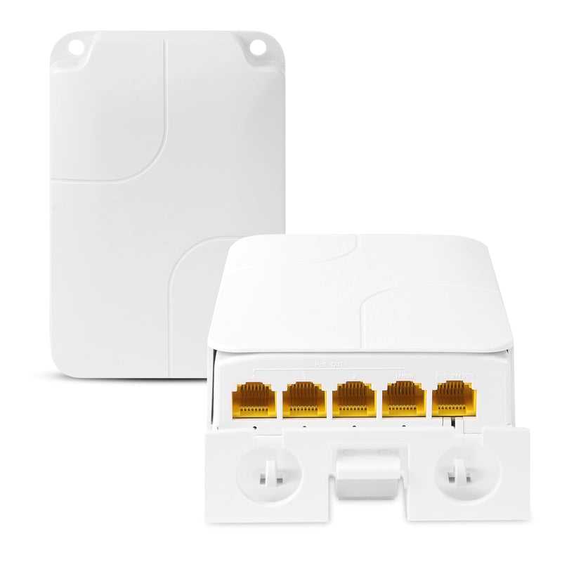 PoE Extender Gigabit, 5 Port PoE Repeater, 1 in 4 Out, 90W in 60W Out, Extends 100m, Vlan, IEEE802.3af/at/bt for IP Camera, PoE Power AP, IP Telephone, 10/100/1000Mbps, Wall Mount