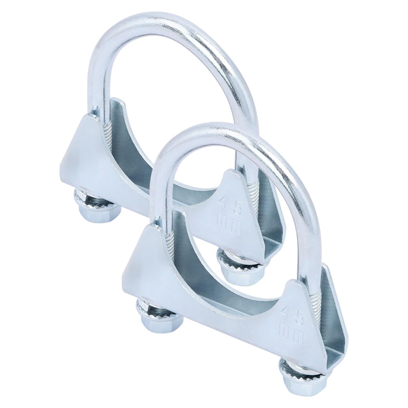 2 Pack 1.77" U Bolt Clamp Saddle-Style Muffler Exhaust Clamps on Tip Pipes 45 mm Steel U-Bolt Exhaust Pipe Clamps (1-3/4") 1-3/4"
