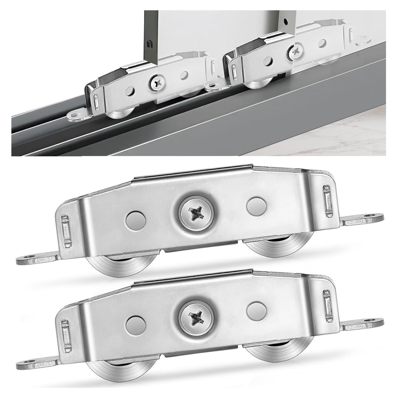 2 Pcs Sliding Patio Door Roller 304 Stainless Adjustable Sliding Door Wheel | Adjustable 304 stainless steel sliding door rollers, 300 lbs heavy load, replacement hardware for patio glass sliding doors