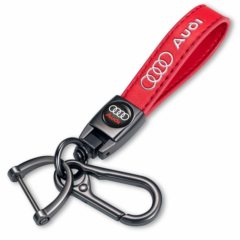 TACOMA Genuine Leather Car Keychain for Key Chain for Men and Women Family Present Key Ring Accessories(Black) Red