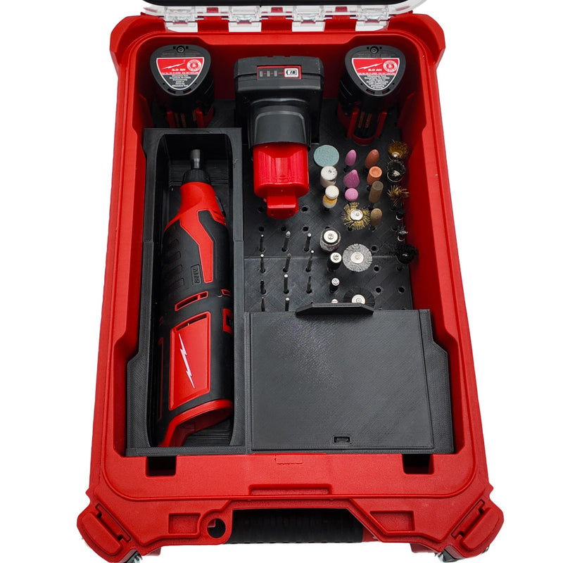 Tidy Tool Liner for M12 Rotary Packout Organizer with Drawer and Bit Storage for Milwaukee Packout Compact Tool Box- Battery, bits, and Blade Storage- Liner Only
