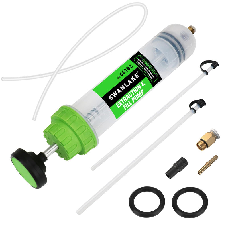 SWANLAKE 500cc Fluid Extractor & Fill Pump, Automotive Fluid Pump Extractor, Oil Change Pumps with 23'' Long Hose, 2PCS 12'' Extension Tubes, Suction Pumps for Lawn Mowers Cars